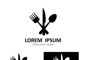 Creative spoon and fork logo.