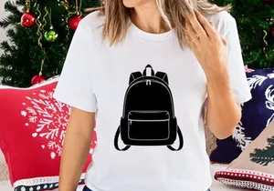 Front View of a Modern Backpack with a Zippered Front Pocket and Straps, Symbolizing School, Travel, and Outdoor Adventures. Black and White Vector.