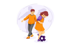 Children playing football at park