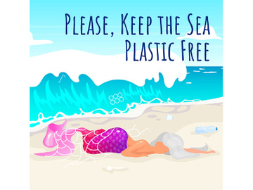 Keep sea plastic free social media post mockup preview picture