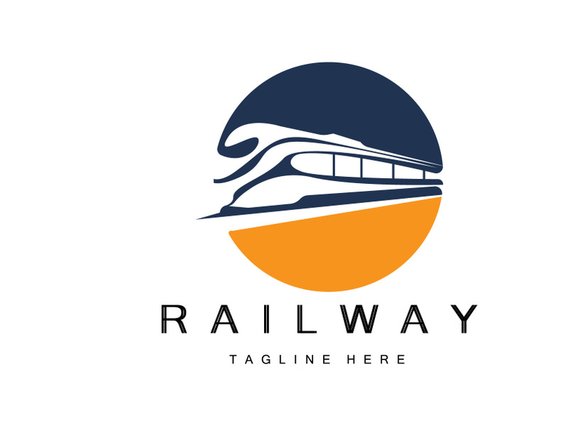 Train Logo Design. Fast Train Track Vector, Fast Transport Vehicle Illustration