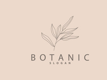 Leaf Line Logo, Beautiful Hand Drawn Design