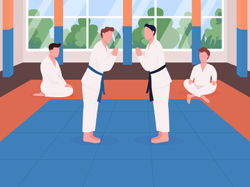 Martial arts training flat color vector illustration preview picture
