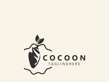 Cocoon logo Butterfly silkworm symbol. Illustration caterpillar animal template design