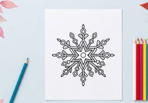 Hand-drawn snowflake icon for Christmas holiday greeting card and winter decoration design