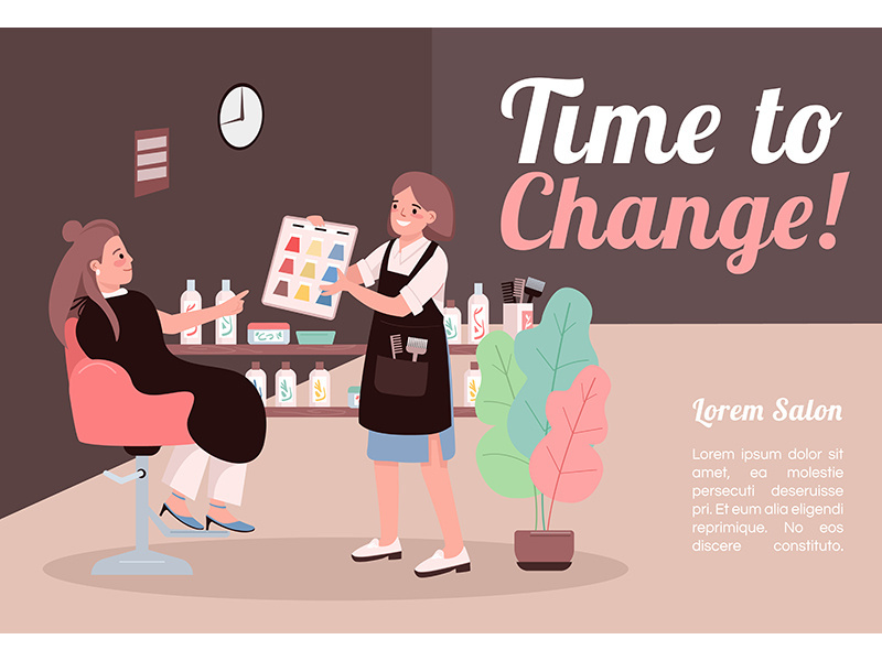 Time to change banner flat vector template