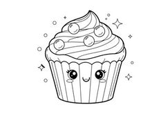Cute cupcake with face vector illustration flat design