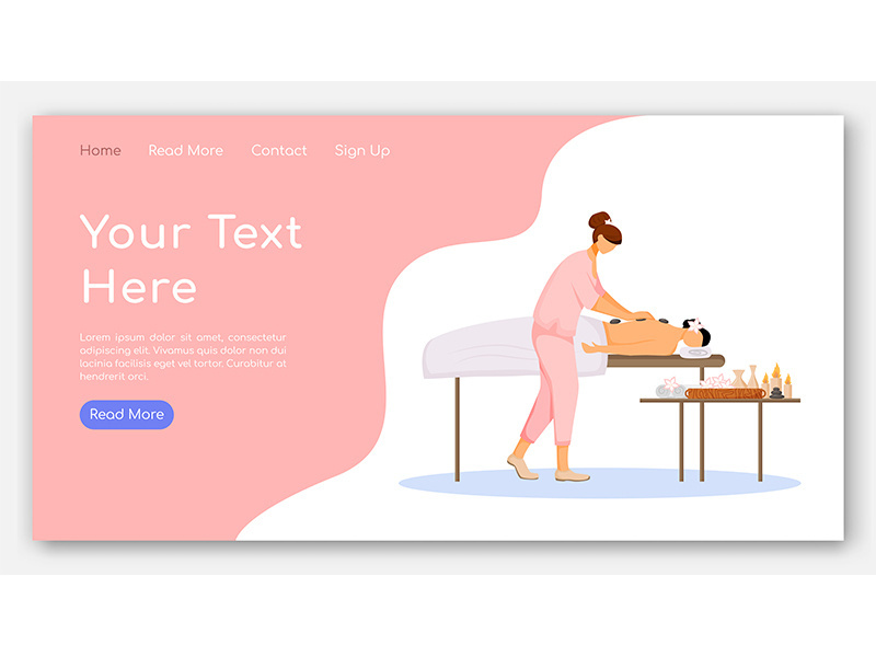Spa center landing page vector template