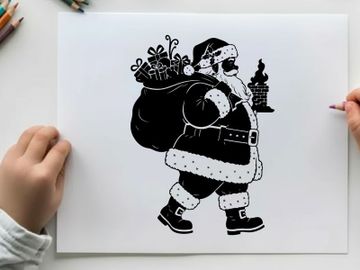 Santa claus silhouette walking with a large sack preview picture