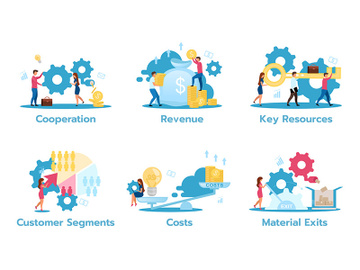 Business model flat vector illustrations set preview picture