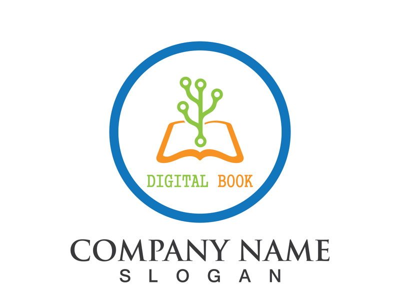 Digital book logo technology vector icon design