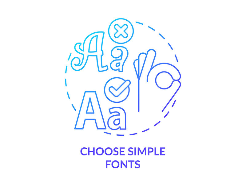 Choose simple fonts blue gradient concept icon