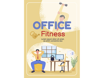 Office fitness poster flat vector template preview picture