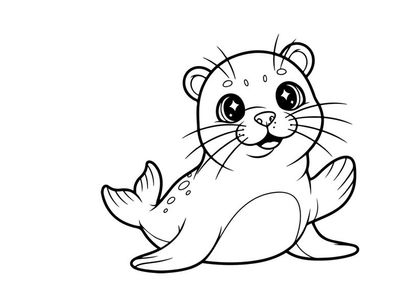 Cute cartoon otter waving happy vector illustration