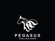 Pegasus horse Logo minimalist, Line art, Modern simple mascot, Mystic premium emblem