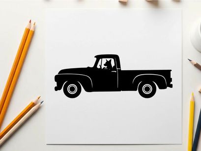 Silhouette of a classic pickup truck with a single cab