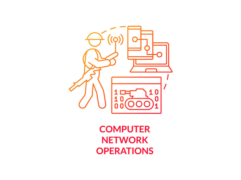 Computer network operations red gradient concept icon