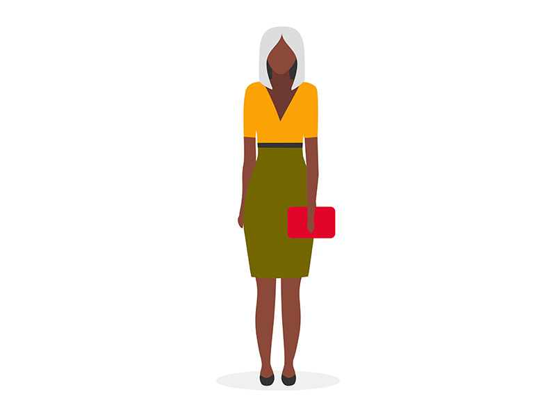 Dark skinned business lady flat vector illustration