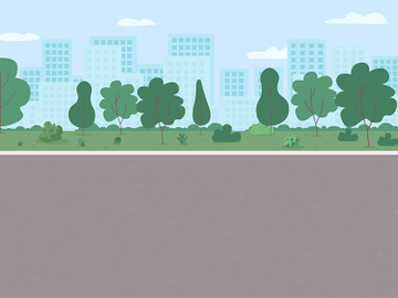 Empty public park flat color vector illustration preview picture