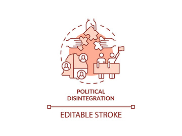 Political disintegration terracotta concept icon preview picture