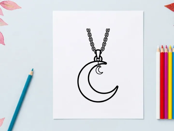 Minimalist crescent moon and star pendant necklace on chain. Delicate celestial jewelry for women with elegant gold tone finish.