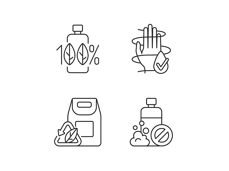 Natural cosmetics linear icons set