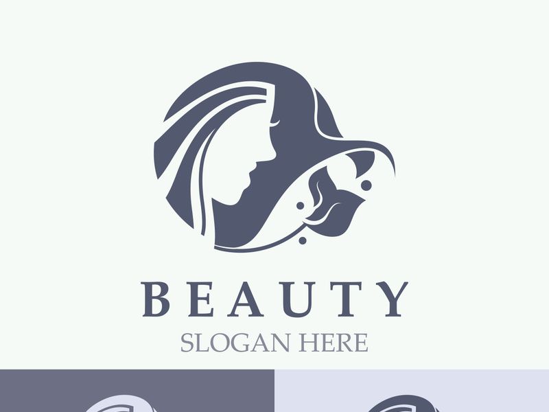 Woman Beauty care logo. fresh Nature beauty face saloon and spa design flat vector