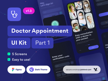 Pocket doc - Online Doctor Consultation Dark Theme UI Kit Part 1 preview picture