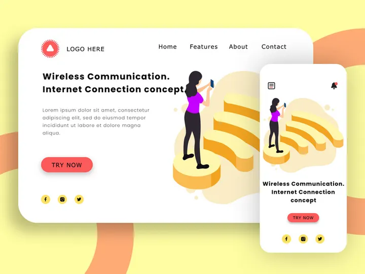 Wireless communication flat design concept.