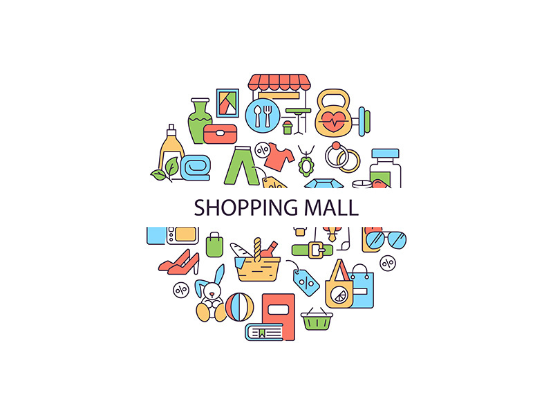 Shopping mall abstract color concept layout with headline