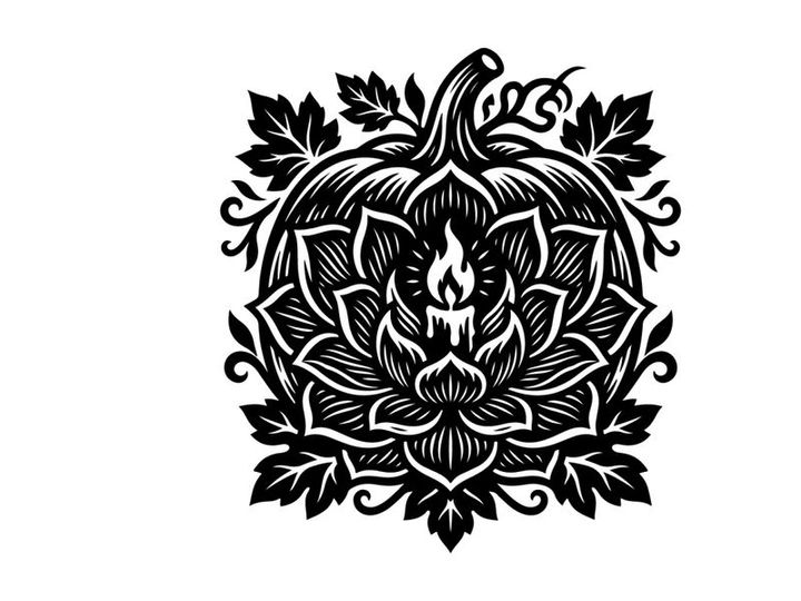Intricate black and white henna-inspired floral tattoo design