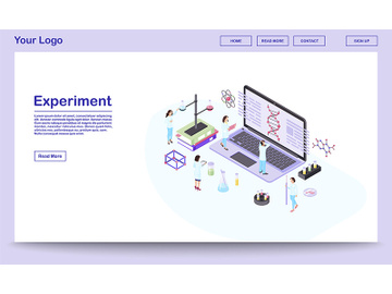 Genetic engineering isometric website template preview picture