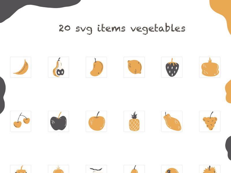 21 Svg illustration design stickers stamps art fruits decoraration