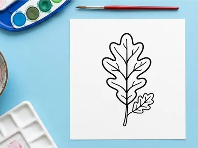 Desenho de linha simples de uma folha de carvalho. Ilustração botânica minimalista para temas naturais.