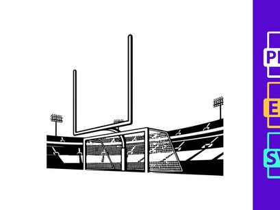 American football stadium goal post and empty bleachers illustration