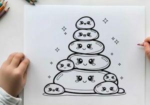 Cute cartoon clouds stack happy faces vector illustration