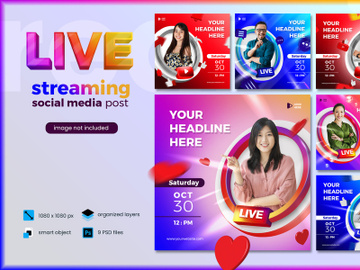 Live Streaming Banner Social Media Post template preview picture