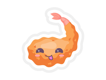 Chinese king prawn cute kawaii vector character preview picture
