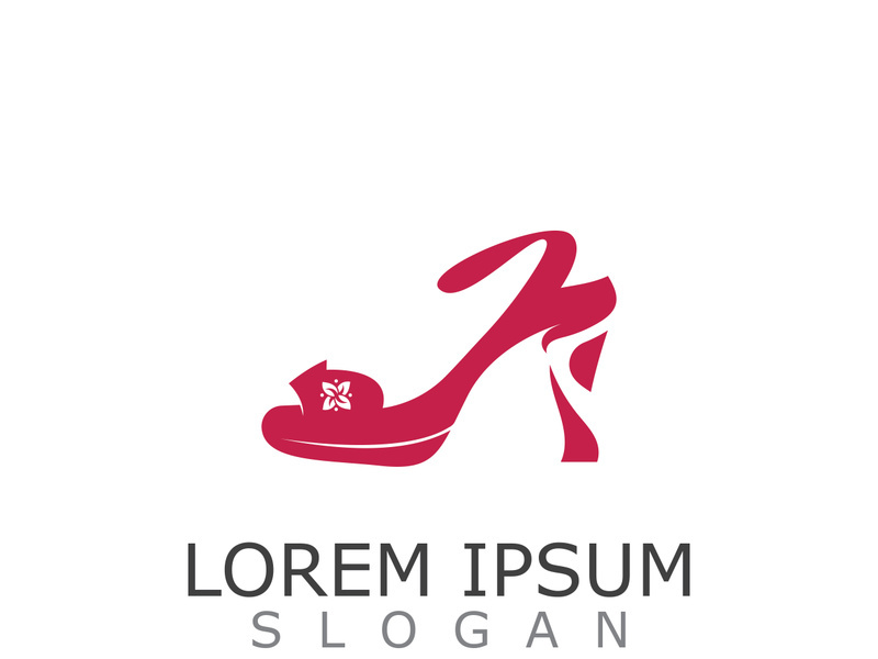 Women shoes logo design High heel fashion icon template vector for business store