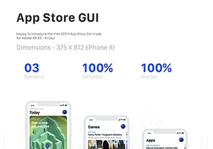 iOS 11 App Store UI Kit - 3 Free Screens