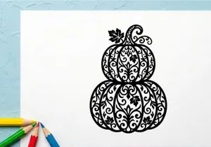Decorative pumpkin silhouette with intricate floral patterns for autumn