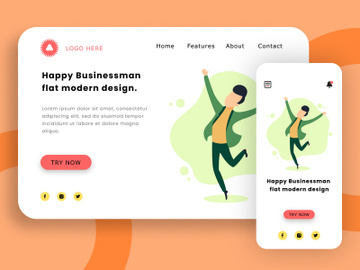 Happy businessman flat modern design. preview picture