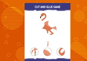 10 Pages Cut and glue game for kids with birds. Cutting practice for preschoolers. Education worksheet.