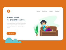 Stay at home for prevention virus vector illustration