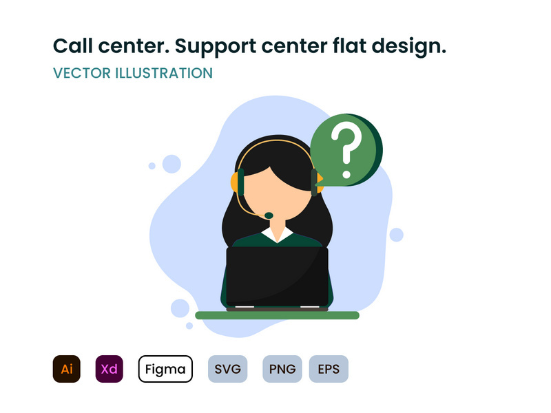 Support center. Modern call center design in flat style.