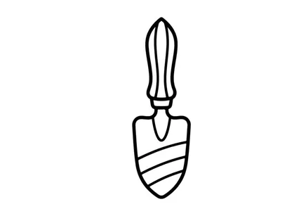 Gartenkelle Strichmännchen-Icon. Handwerkzeug zum Pflanzen und Graben in Erde.