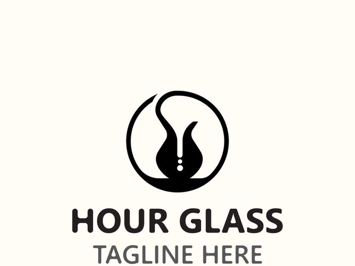 Hourglass logo ancient vintage style object design template flat vector