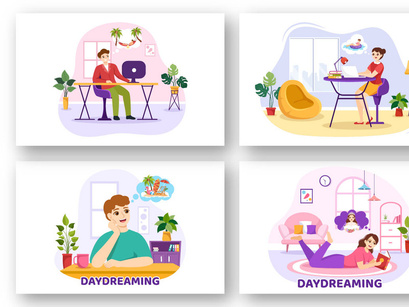11 People Daydreaming Illustration