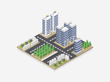 Illustrated isometric city preview picture