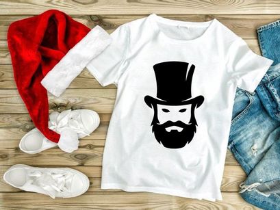 Cartoon gentleman top hat smile minimalist black white vector
